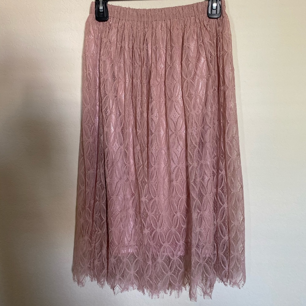 Pink lace skirt